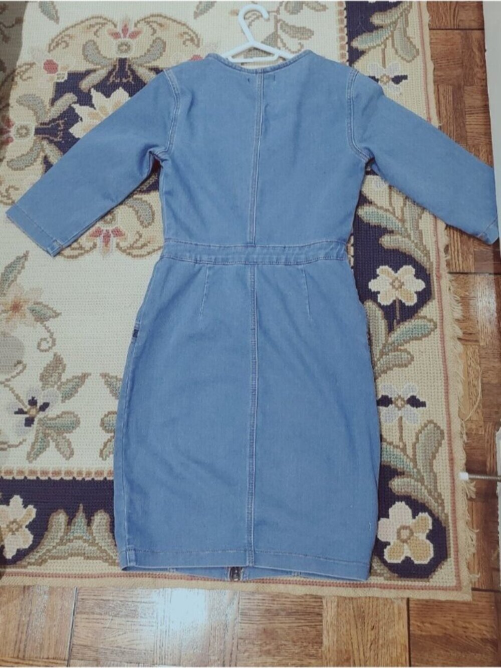 Zip Front Denim Stretch Bodycon Dress - Picture 5 of 6